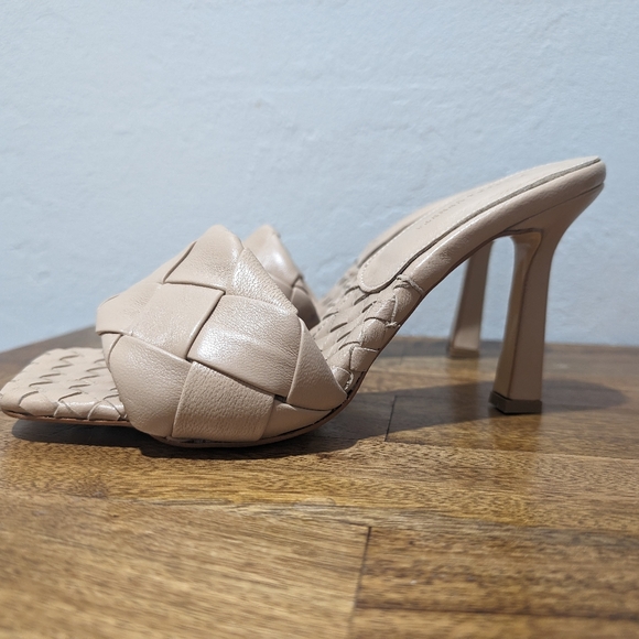 Bottega Veneta Libo Leather square  toe heel sandals women's size 39 tan - Picture 5 of 8